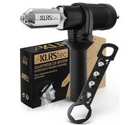 KLRStec Adaptateur Riveteuse pour Visseuse et Perceuse, Rivet Pop 2,4-4,8mm | Transforme toute visseuse en riveteuse pop, tige hex 8 mm pour mandrin, 4 embouts 2,4 - 4,8 mm, mors de rechange, coffret