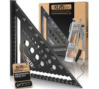 KLRStec Professional Kit d'équerres de charpentier - Kit d'équerres de menuisier de haute qualité avec marqueur pour trous profonds [+mines] Kit d'outils d'équerres de mesure en métal