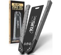 KLRStec Scie japonaise PRO XL - Lame de scie dentelée des deux côtés [240mm] en acier au carbone - Scie de traction pliable avec poignée TPU antidérapante