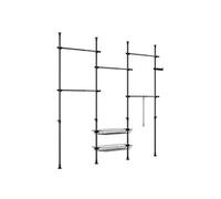 KLS04-II-SCH Cintre télescopique au sol, support à vêtements robuste avec tringles et étagères, armoire ouverte réglable pour la chambre à coucher,