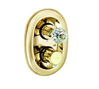 Kludi 1926 garnitures 5172045G4 thermostat encastré, poignée en cristal, robinet d'arrêt, plaqué or 23 ct