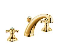 Kludi 1926 mitigeur lavabo 3 trous 510434520 doré, bec haut, avec garniture de vidage