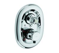 KLUDI 1926 Mitigeur thermostatique encastré, poignée croisillon, blocage eau chaude 40°C, avec robinet d'arrêt, 517200520, Couleur: chrome