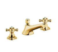 KLUDI 1926 Robinetterie de lavabo, poignées croisillons, montage 3 trous, saillie 140mm, 510464520, Couleur: Plaqué or