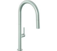 Kludi AUREA, mitigeur monocommande pour évier, douchette extractible, finition inox, nickel, 1 pièce.