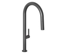 KLUDI Aurea Robinet de cuisine (noir mat) - Pivotant à 360 degrés - Mitigeur d'évier à une main avec tuyau extensible et douchette avec bouton de commutation - 2 modes - Robinet de cuisine