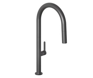 KLUDI Aurea Robinet de cuisine (noir mat) - Pivotant à 360 degrés - Mitigeur d'évier à une main avec tuyau extensible et douchette avec bouton de commutation - 2 modes - Robinet de cuisine