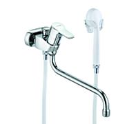 Kludi - Mitigeur de bain et douche Pure & easy 375920565 chromé , DN 15, montage mural, pas de 45mm, avec set de douche