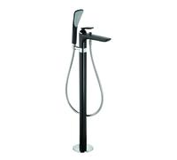 KLUDI BALANCE Mitigeur monocommandé pour bain et douche, montage au sol pour baignoire en pose libre, avec douchette à main, 525908775, Couleur: noir mat / chrome