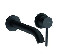 KLUDI BOZZ Mitigeur monocommandé mural encastré pour lavabo à deux trous, saillie 230mm, 382453976, Couleur: noir mat