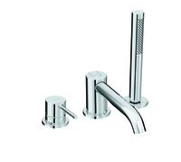 KLUDI BOZZ Mitigeur monocommandé pour bain et douche, montage au sol, montage sur bord de carrelage à trois trous, saillie 220mm, chrome, 384480576