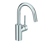 KLUDI BOZZ Mitigeur monocommandé pour lavabo, hauteur de bec 185mm, bec pivotant, sans garniture d'écoulement, 380280576, Couleur: chrome