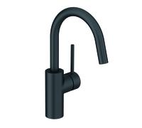 KLUDI BOZZ Mitigeur monocommandé pour lavabo, hauteur de bec 185mm, bec pivotant, sans garniture d'écoulement, 380283976, Couleur: noir mat