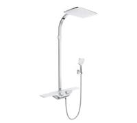 KLUDI COCKPIT Discovery Thermostat Dual Shower System, avec tablette, blanc/chrome, 8020091-00