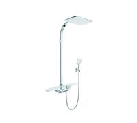 Kludi Cockpit - Le set de douche Discovery avec thermostat, 40x26 cm, blanc/chrome 8020091-00