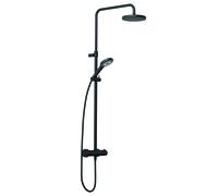 KLUDI DIVE Thermostat Dual Shower System, tube réglable horizontalement et verticalement, 6907939-00, Couleur: noir mat