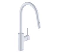 Kludi E-Go - Mitigeur d´évier électronique avec douchette extractible, alimentation par le secteur, blanc mat 423005377