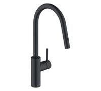 Kludi E-Go - Mitigeur d’évier électronique avec douchette extractible, alimentation secteur, noir mat 423006677