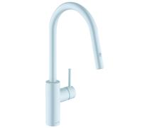 KLUDI E-GO VOICE Mitigeur électronique d'évier, bec pivotant, avec douchette de vaisselle, 423005377, Couleur: Blanc mat