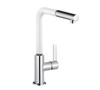 Kludi Mitigeur de cuisine L-ine S Monocommande, douchette extractible, Chrome/blanc 408519375