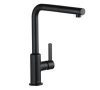 KLUDI L-LINE S Mitigeur monocommandé pour évier, Eco, levier fermé, becs extractibles, 408513975, Couleur: noir mat
