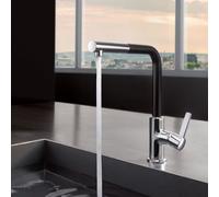 Kludi L-INE S Mitigeur de cuisine pivotant, avec douchette extractible, 408518775,