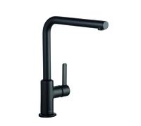 KLUDI L-LINE S Mitigeur monocommandé pour évier, Eco, levier fermé, bec pivotant, 408033975, Couleur: noir mat