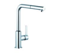 KLUDI L-LINE S Mitigeur monocommandé pour évier, Eco, levier fermé, becs extractibles, 408510575, Couleur: chrome