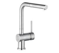 Kludi L Steel - Mitigeur d'évier avec bec extractible, inox brossé 45851F877