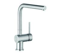 KLUDI L STEEL Mitigeur monocommandé pour évier, levier fermé, EcoPlus, acier inox brossé, 45803F877