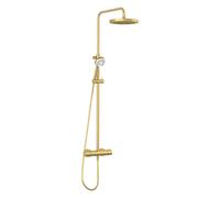 Kludi Logo - Set de douche avec thermostat, diamètre 25 cm, 3 jets, or brossé 68082N0-00