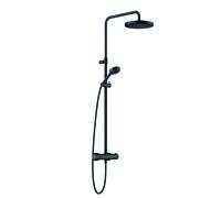 KLUDI LOGO Thermostat Dual Shower System, douche de tête réglable en hauteur et orientable, noir mat, 6808239-00