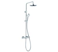 KLUDI LOGO Thermostat Dual Shower System, montage mural, tube de montée réglable sur 6 niveaux, chrome, 6809405-00