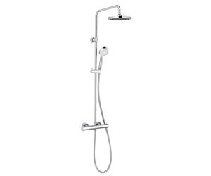 KLUDI LOGO Thermostat Dual Shower System, montage mural, tube de montée réglable sur 6 niveaux, chrome, 6809405-00