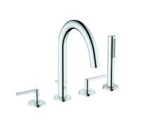 Kludi Mitigeur bain/douche Nova Fonte 204250515 – Sur rebord 4 trous, douchette extractible, chromé