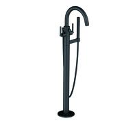 KLUDI NOVA FONTE PURISTIC Mitigeur de bain et de douche, montage sur pied pour baignoire en pose libre, 205903915, Couleur: noir mat