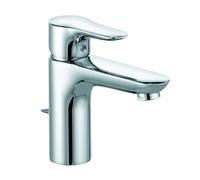 KLUDI OBJEKTA Mitigeur monocommandé pour lavabo, hauteur de bec 100mm, avec garniture d'écoulement, chrome, 322600575