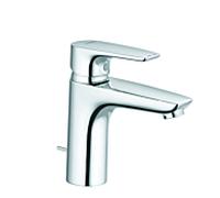 KLUDI PURE&SOLID Mitigeur de lavabo, hauteur de bec 100mm, avec garniture d'écoulement en métal, chrome, 342900575