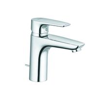 KLUDI PURE&SOLID Mitigeur de lavabo, hauteur de bec 100mm, avec garniture d'écoulement en métal, chrome, 342900575