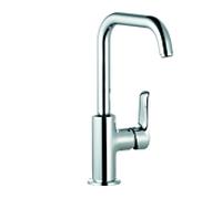 KLUDI PURE&SOLID Mitigeur monocommandé pour lavabo, hauteur de bec 205mm, pivotant, sans garniture d'écoulement, chrome, 340240575