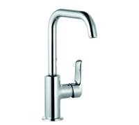 KLUDI PURE&SOLID Mitigeur monocommandé pour lavabo, hauteur de bec 205mm, orientable, avec garniture d'écoulement, chrome, 340250575