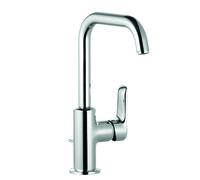 KLUDI PURE&SOLID Mitigeur monocommandé pour lavabo, hauteur de bec 205mm, pivotant, sans garniture d'écoulement, chrome, 340240575