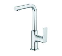 KLUDI PURE&STYLE Mitigeur monocommandé pour lavabo, hauteur de bec 220mm, pivotant, sans garniture d'écoulement, 400240575, Couleur: chrome
