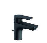 KLUDI PURE&STYLE Mitigeur monocommandé pour lavabo, hauteur de bec 75mm, avec garniture d'écoulement en métal, 403823975, Couleur: noir mat