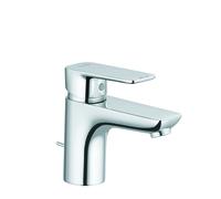 KLUDI PURE&STYLE Mitigeur monocommandé pour lavabo, montage monotrou, hauteur de bec 75mm, avec garniture d'écoulement, chrome, 403820575WR5