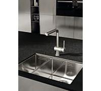 Kludi Steel mélangeur de cuisine à levier unique robinet 45803F877 Bec 360 degrés, levier sur le côté, en acier inoxydable brossé