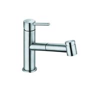 Kludi Steel - Mitigeur d’évier avec douchette extractible, acier brossé 44851F860