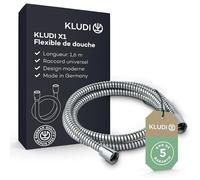KLUDI-X1 Flexible de douche universel 1,6 m, flexible douce résistant aux plis avec raccord standard G1/2, tuyau douche avec effet métallique, MADE IN GERMANY