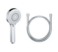 KLUDI - X1 Pommeau de douche universel avec tuyau, douchette de douche en option économie d'eau avec 3 types de jet (corps, cheveux, peau), pommeau de douche facile à nettoyer Ø 10,7 cm, tuyau de