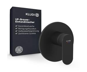 KLUDI - X1 Robinet de douche encastré avec limiteur d'eau chaude, mitigeur de douche monocommande avec cartouche en céramique de haute qualité pour salle de bain, noir mat, accessoires nécessaires